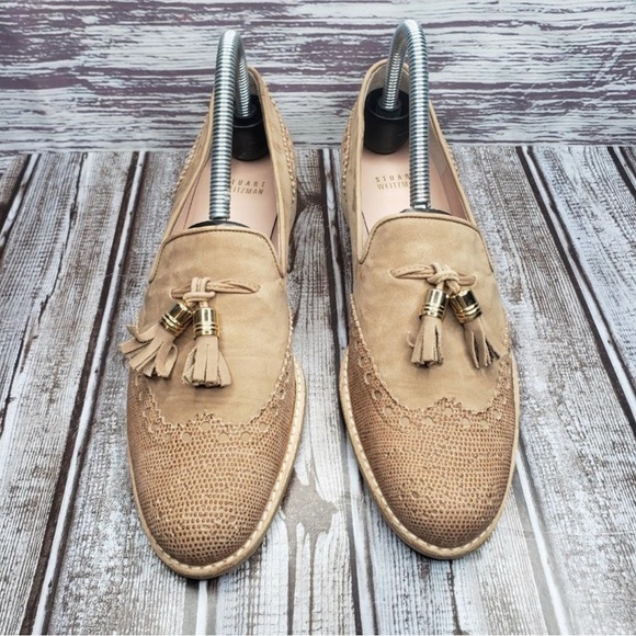Stuart Weitzman Guything Tan NUBUC Slip on loafers size 8.5 - Picture 4 of 8